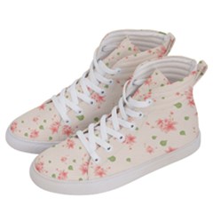 Pink Flowers Pattern Spring Nature Men s Hi-top Skate Sneakers