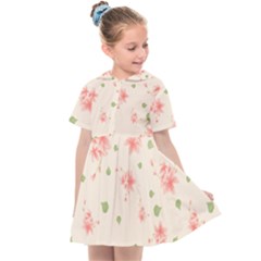 Pink Flowers Pattern Spring Nature Kids  Sailor Dress by TeesDeck