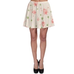 Pink Flowers Pattern Spring Nature Skater Skirt