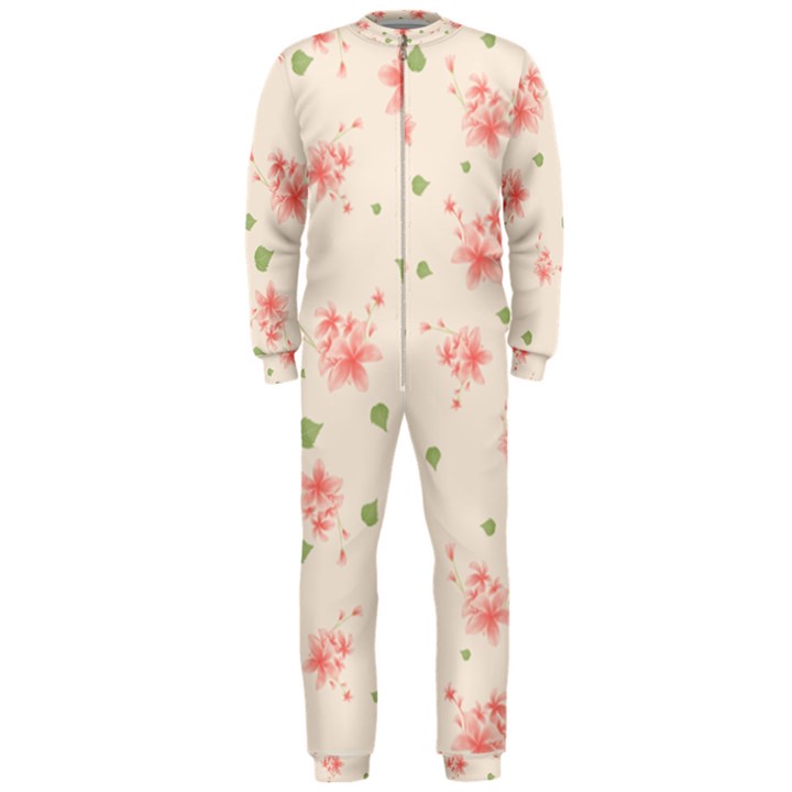 pink flowers pattern spring nature OnePiece Jumpsuit (Men) 