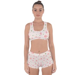 Pink Flowers Pattern Spring Nature Racerback Boyleg Bikini Set by TeesDeck