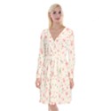 pink flowers pattern spring nature Long Sleeve Velvet Front Wrap Dress View1