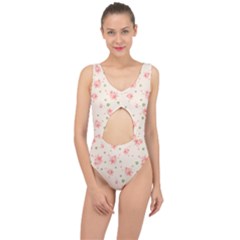 Pink Flowers Pattern Spring Nature Center Cut Out Swimsuit by TeesDeck