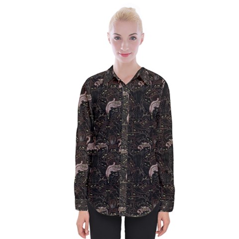 Cats Pattern Womens Long Sleeve Shirt by bloomingvinedesign