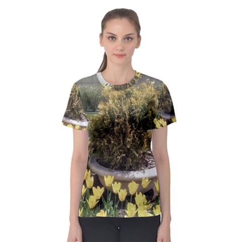 Columbus Commons Yellow Tulips Women s Sport Mesh Tee by Riverwoman