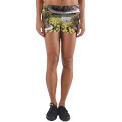 Columbus Commons Yellow Tulips Yoga Shorts by Riverwoman