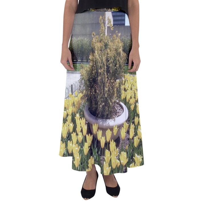 Columbus Commons yellow tulips Flared Maxi Skirt