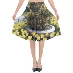 Columbus Commons Yellow Tulips Flared Midi Skirt by Riverwoman