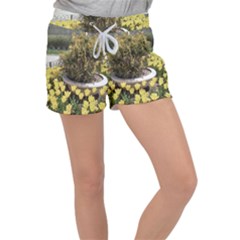 Columbus Commons Yellow Tulips Women s Velour Lounge Shorts by Riverwoman