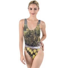 Columbus Commons Yellow Tulips High Leg Strappy Swimsuit by Riverwoman