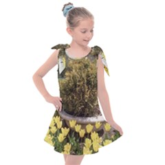 Columbus Commons Yellow Tulips Kids  Tie Up Tunic Dress by Riverwoman