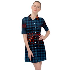 Signal Background Pattern Light Texture Belted Shirt Dress