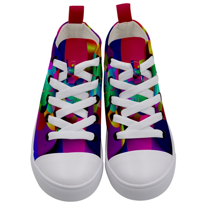 Fractal Artwork Abstract Background Kids  Mid-Top Canvas Sneakers