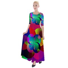 Fractal Artwork Abstract Background Half Sleeves Maxi Dress