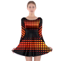 Signal Background Pattern Light Long Sleeve Skater Dress by Sudhe