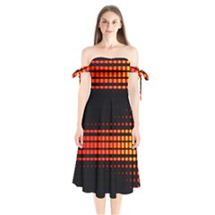 Signal Background Pattern Light Shoulder Tie Bardot Midi Dress by Sudhe