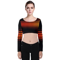 Signal Background Pattern Light Velvet Long Sleeve Crop Top by Sudhe