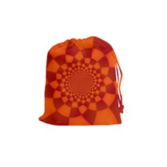 Fractal Artwork Abstract Background Orange Drawstring Pouch (medium) by Sudhe