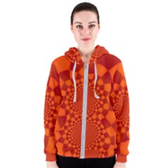 Fractal Artwork Abstract Background Orange Women s Zipper Hoodie by Sudhe