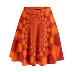 Fractal Artwork Abstract Background Orange High Waist Skirt by Sudhe