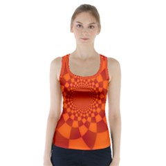 Fractal Artwork Abstract Background Orange Racer Back Sports Top by Sudhe