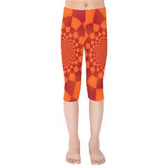 Fractal Artwork Abstract Background Orange Kids  Capri Leggings  by Sudhe