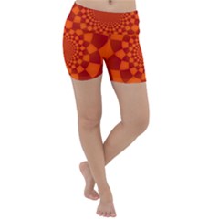 Fractal Artwork Abstract Background Orange Lightweight Velour Yoga Shorts by Sudhe