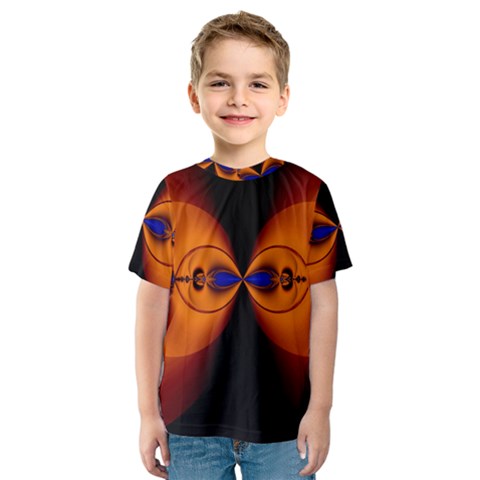 Abstract Artwork Fractal Background Black Orange Kids  Sport Mesh Tee by Sudhe