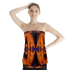 Abstract Artwork Fractal Background Black Orange Strapless Top by Sudhe