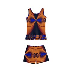 Abstract Artwork Fractal Background Black Orange Kids  Boyleg Swimsuit by Sudhe