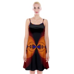 Abstract Artwork Fractal Background Black Orange Spaghetti Strap Velvet Dress by Sudhe