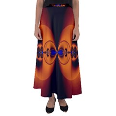 Abstract Artwork Fractal Background Black Orange Flared Maxi Skirt by Sudhe