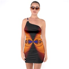 Abstract Artwork Fractal Background Black Orange One Soulder Bodycon Dress