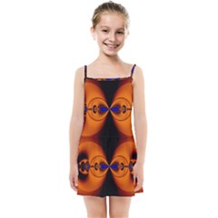 Abstract Artwork Fractal Background Black Orange Kids  Summer Sun Dress by Sudhe