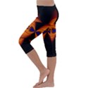 Abstract Artwork Fractal Background Black Orange Kids  Lightweight Velour Capri Leggings  View2