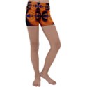 Abstract Artwork Fractal Background Black Orange Kids  Lightweight Velour Yoga Shorts View1