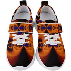 Abstract Artwork Fractal Background Black Orange Kids  Velcro Strap Shoes by Sudhe