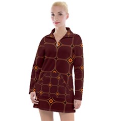 Background Pattern Design Geometric Brown Women s Long Sleeve Casual Dress