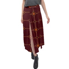 Background Pattern Design Geometric Brown Velour Split Maxi Skirt