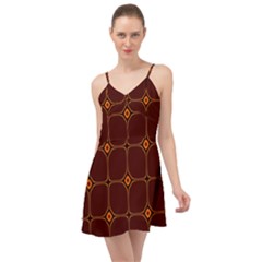 Background Pattern Design Geometric Brown Summer Time Chiffon Dress by Sudhe