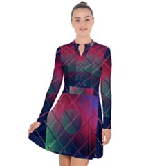 Fractal Artwork Abstract Background Long Sleeve Panel Dress