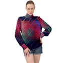 Fractal Artwork Abstract Background High Neck Long Sleeve Chiffon Top View1