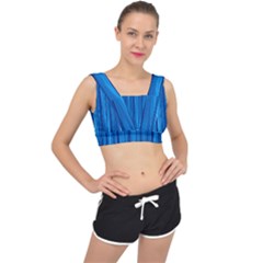 Textured Background Wood Logs V-back Sports Bra by Bajindul