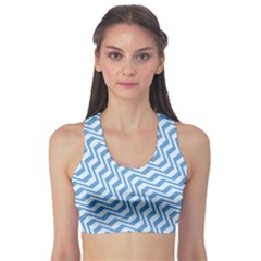 Geometric Blue Shades Diagonal Sports Bra by Bajindul