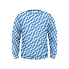 Geometric Blue Shades Diagonal Kids  Sweatshirt by Bajindul