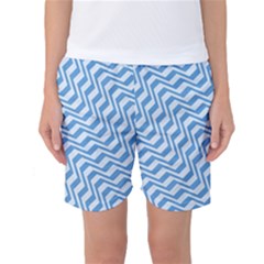 Geometric Blue Shades Diagonal Women s Basketball Shorts by Bajindul