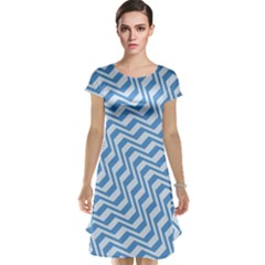 Geometric Blue Shades Diagonal Cap Sleeve Nightdress