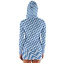 Geometric Blue Shades Diagonal Long Sleeve Hooded T-shirt View2