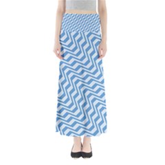 Geometric Blue Shades Diagonal Full Length Maxi Skirt by Bajindul