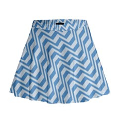 Geometric Blue Shades Diagonal Mini Flare Skirt by Bajindul